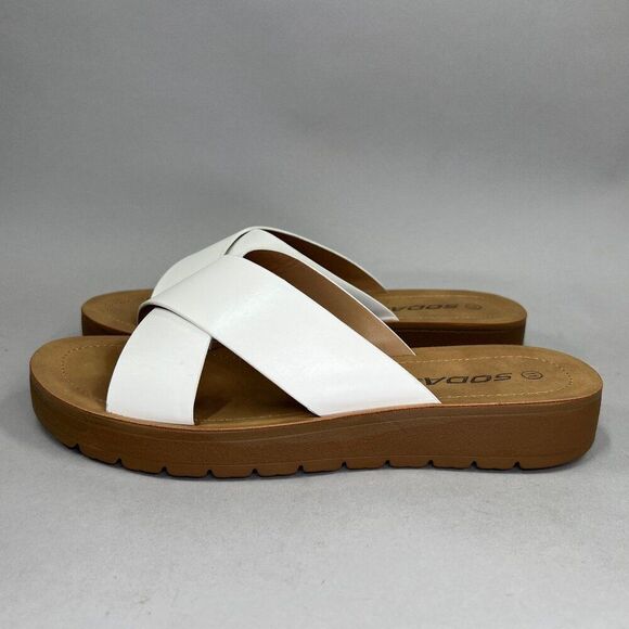 Soda Women's Size 11 Lucy Cross Strap Platform Slide Sandals - Picture 4 of 8